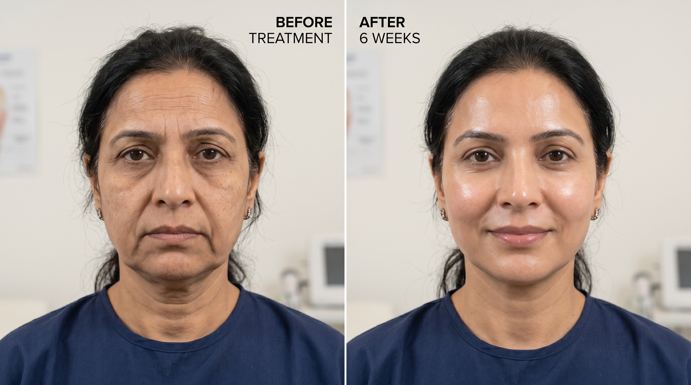 Anti-aging treatment transformation — before and after