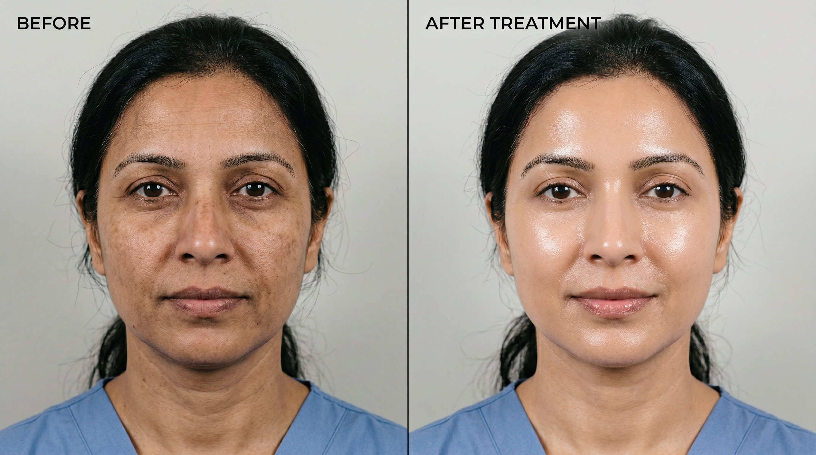 Skin rejuvenation transformation — before and after 6 weeks